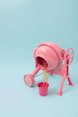 Christmas and chinese new year scene, creative snow man in retro bag with happy red background. Xmas decoration concept with copy space. Minimal colored with simple retro pop art decoration.の写真素材