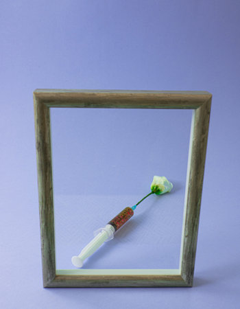 Creative Coronavirus or  or COVID-19 vaccine. Spring Nature creative idea. Epidemic virus...