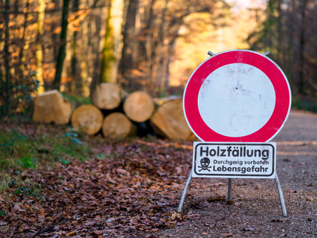 Woodcutting - Danger Aheadの写真素材