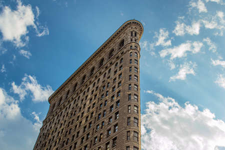 New York, New York State / USA - April 28 2018: Iconic Flatiron Building, Fifth Avenue, New York...