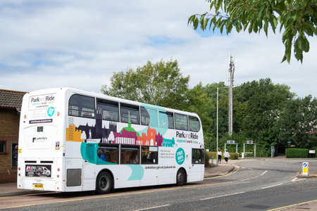 Wincheap Park and Ride bus stopped at Wincheap Park and Ride terminus stop.のeditorial素材