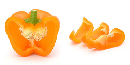 Yellow paprika isolated on white backgroundの写真素材