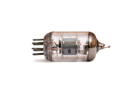Vacuum tubes isolated on the white background, radio valves.の写真素材
