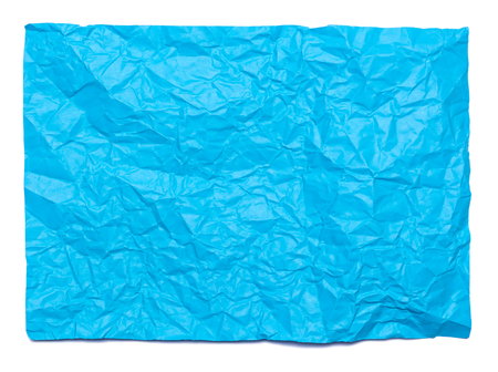 Background of blue crumpled sheet of paperの写真素材