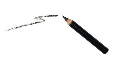 Black eyeliner and a smear of a pencil isolated on white background. Cosmetic product. A sample of eyeliner.の写真素材