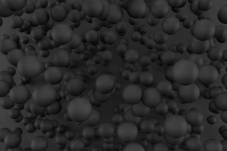 3d render black balls on a black background. Abstract geometric shapes. Minimalist conceptの写真素材