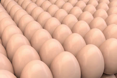 many chicken eggs. 3d render realistic background.の写真素材