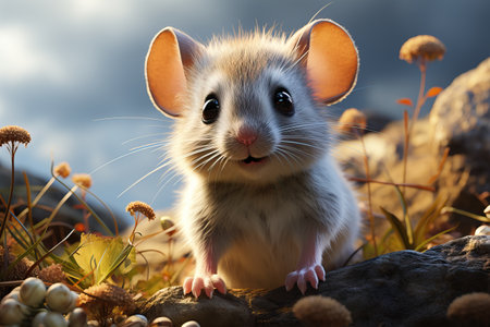 Beautiful cute mouse. AI generated.の素材