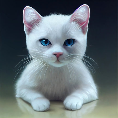 Cute White cat. Generated contemporary artの素材