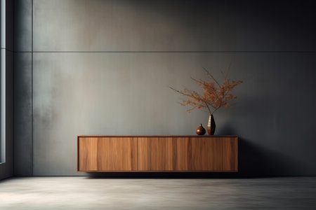 Minimalistic modern interior. Rays of sun in the roomの素材
