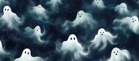 Pattern with ghosts on a dark background.の素材