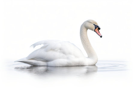 Beautiful white swan isolated on white background.の素材