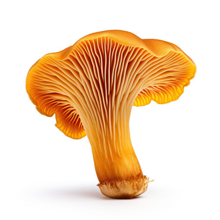 Chanterelle mushrooms isolated on white backgroundの素材