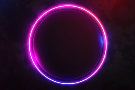 Bright neon purple frame on dark backgroundの素材