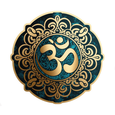 Stylish OM sign isolated on white backgroundの素材