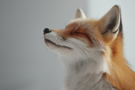 Close up portrait of red fox in the snow. Winter season.の素材