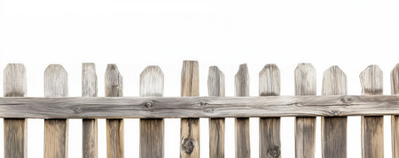 Old wooden fence isolated on a white background.の素材