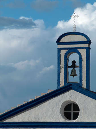 Small chapel, built in the 17th century, devoted to Our Lady of Remedies (Nossa Senhora dos Remedios). It is located in Serpa, south of Portugal, and it is painted with the traditional colors of this region, white and blue.の写真素材