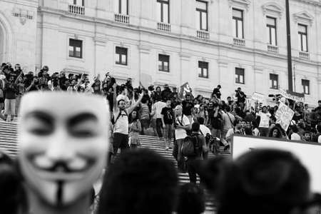 LISBON, PORTUGAL - OCTOBER 15: Portuguese protesters participating on the global Occupy protests...