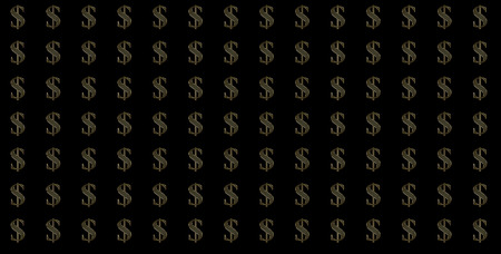 Gold money signs on a black backgroundの写真素材