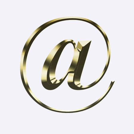 Gold at sign @ on a white backgroundの写真素材