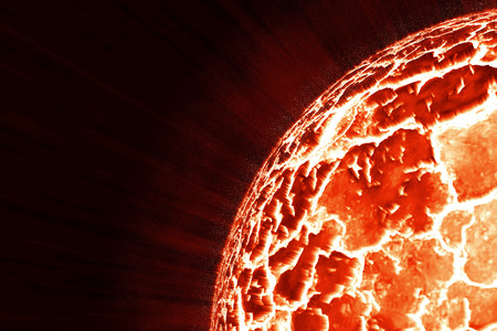 Exploding planet in space on fireの写真素材