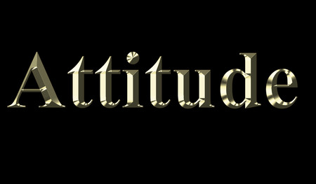Gold word attitude on a black backgroundの写真素材
