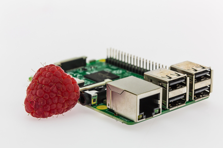 one raspberries and circuit board with rj45, hdmi and usb connectors
