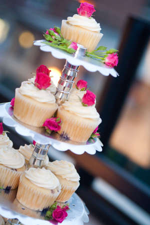 Cupcakes on a silver holder の写真素材