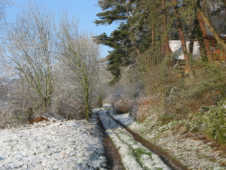 Snow in the landscape - nice sunny holiday in valley czech riverの写真素材