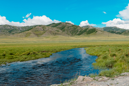 Mountain river stream landscape. River stream mountain landscapeの写真素材