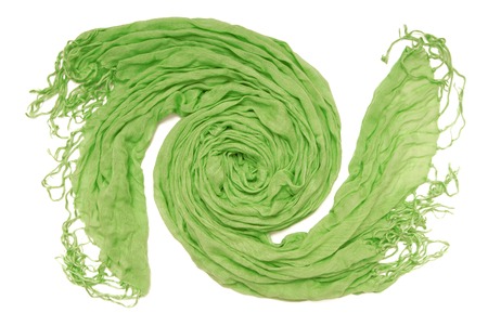 The green scarf is in spiral shape の写真素材
