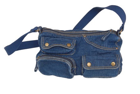 A denim bag is on white background 