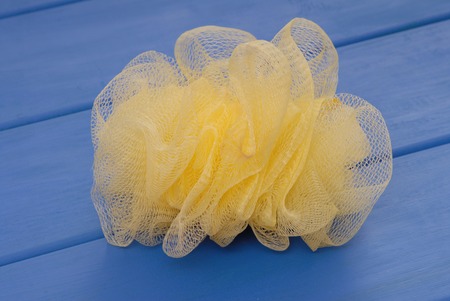 yellow bast is on blueの写真素材