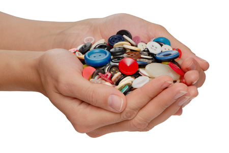 different buttons in female hands