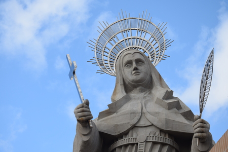 SANTA CRUZ, BRAZIL - September 25, 2017 - View of the courtyard of the largest Catholic statue in the world, the statue of Saint Rita of Cassia, 56 meters high, located in the northeastern backlands.