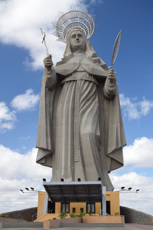 SANTA CRUZ, BRAZIL - September 25, 2017 - View of the courtyard of the largest Catholic statue in the world, the statue of Saint Rita of Cassia, 56 meters high, located in the northeastern backlands.