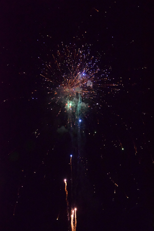 Celebration with fireworks at the nightの写真素材