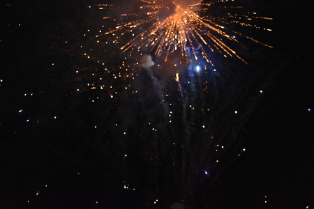 Celebration with fireworks at the nightの写真素材