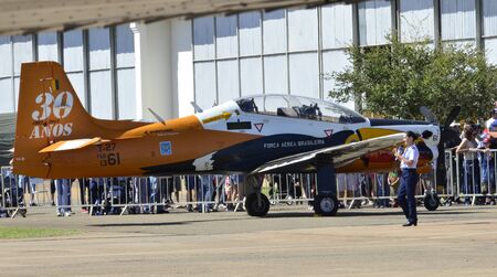 PIRASSUNUNGA, BRAZIL - May 13, 2017 - T-27 Toucan with 30th years of commemorative service in Brazilian Air Force.のeditorial素材