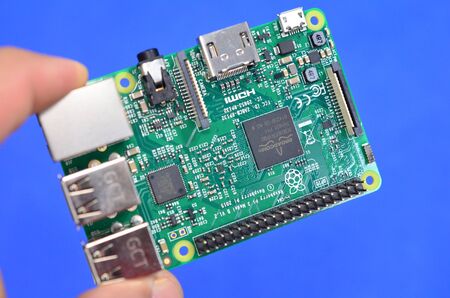 SERTAOZINHO, BRAZIL - January 04, 2018 - Raspberry Foundation board used for thin client IT Hardware.のeditorial素材