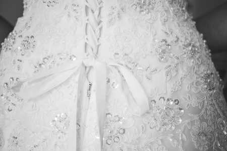 Detail of a Bridal wedding dressの写真素材
