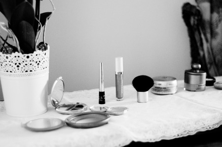 Bride's make up session and hairstyleの写真素材