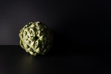 an artichoke on a black background, zenith viewの写真素材