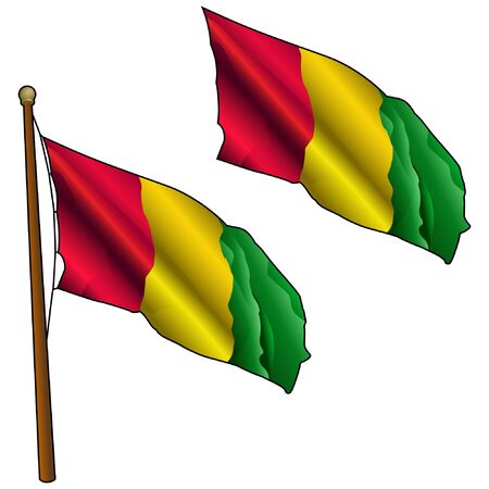 Waving Guinea Flag on Flagpoleのイラスト素材