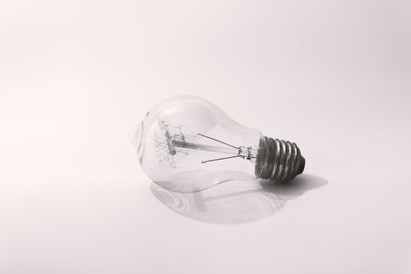 Vintage light bulb.Close up and used vintage filter Black and white style.