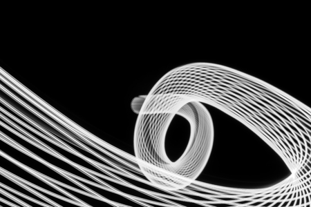 Abstract line from LED light flow on the black background.