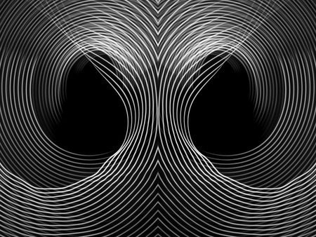 Abstract line from LED light spin on the black background.Used mirror tool making the mask.の写真素材