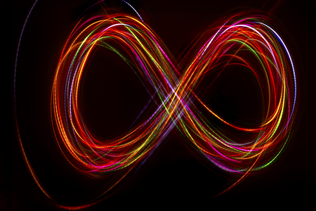 Blurred abstract line from LED light.On the black background.の写真素材