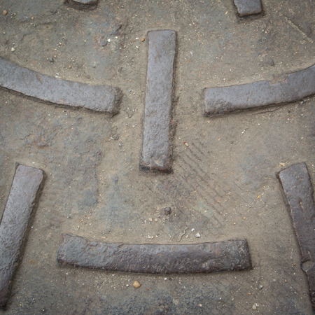 Smiling of manhole coverの写真素材